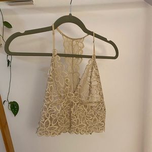 Tan lace bandeau shirt